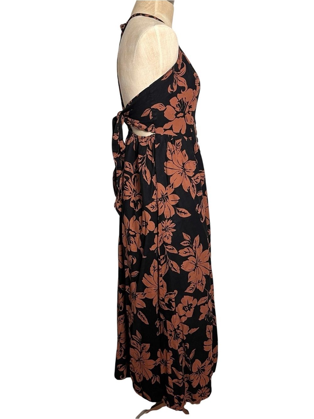 Free People The Perfect Sundress Black Linen Blend Button Front Halter — Size S - Picture 6 of 12